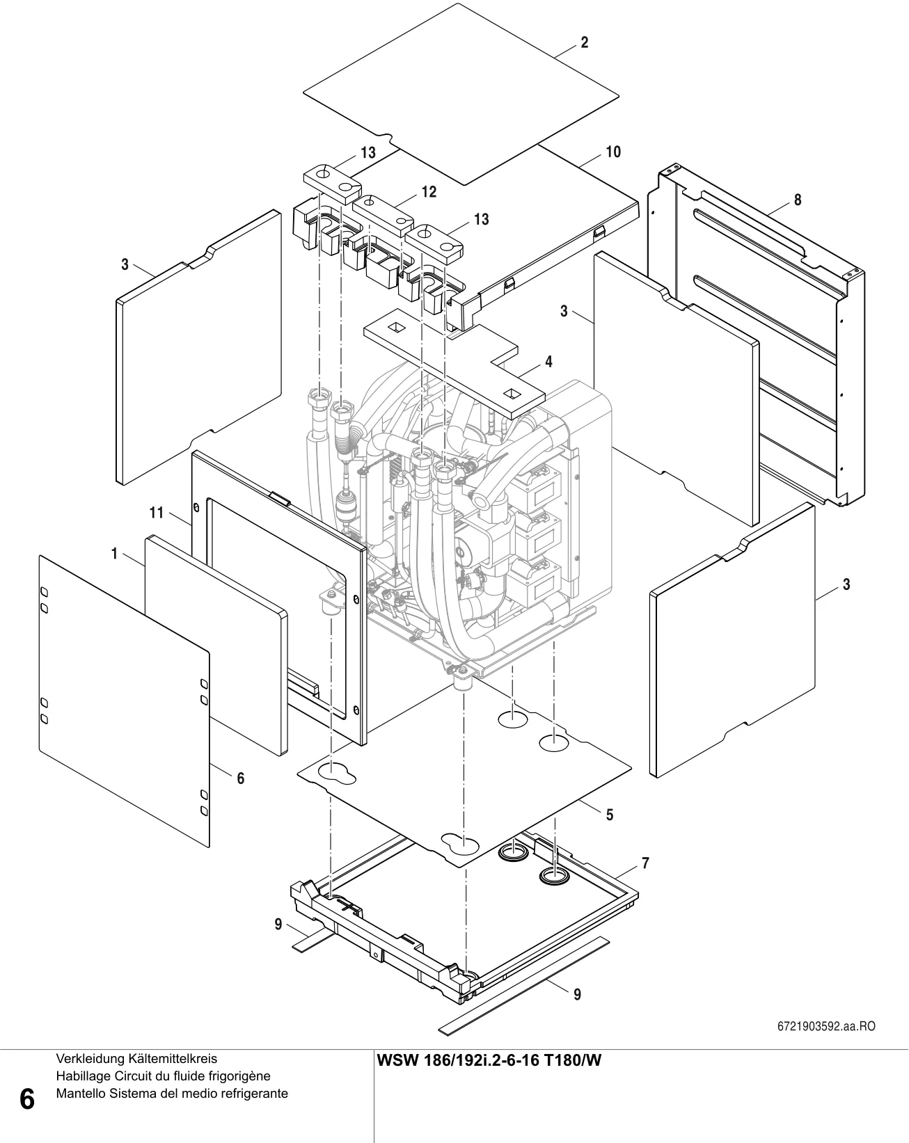 Explosietekening Habillage Circuit du fluide frigorigène — Buderus WSW 196i.2-6-16TXW