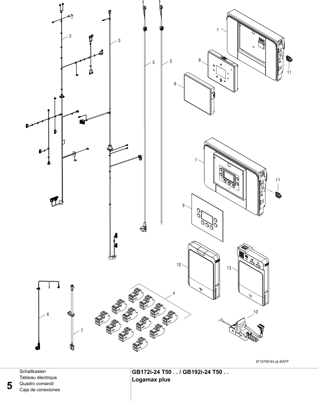 Schéma éclaté Tableau électrique — Buderus GB172i/192i-24 T50