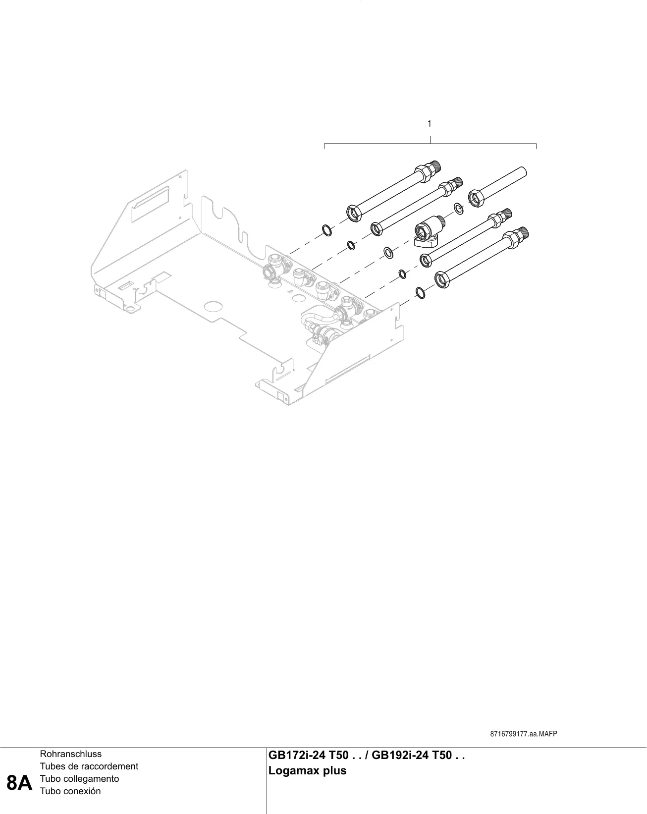 Schéma éclaté Tubes de raccordement A — Buderus GB172i/192i-24 T50