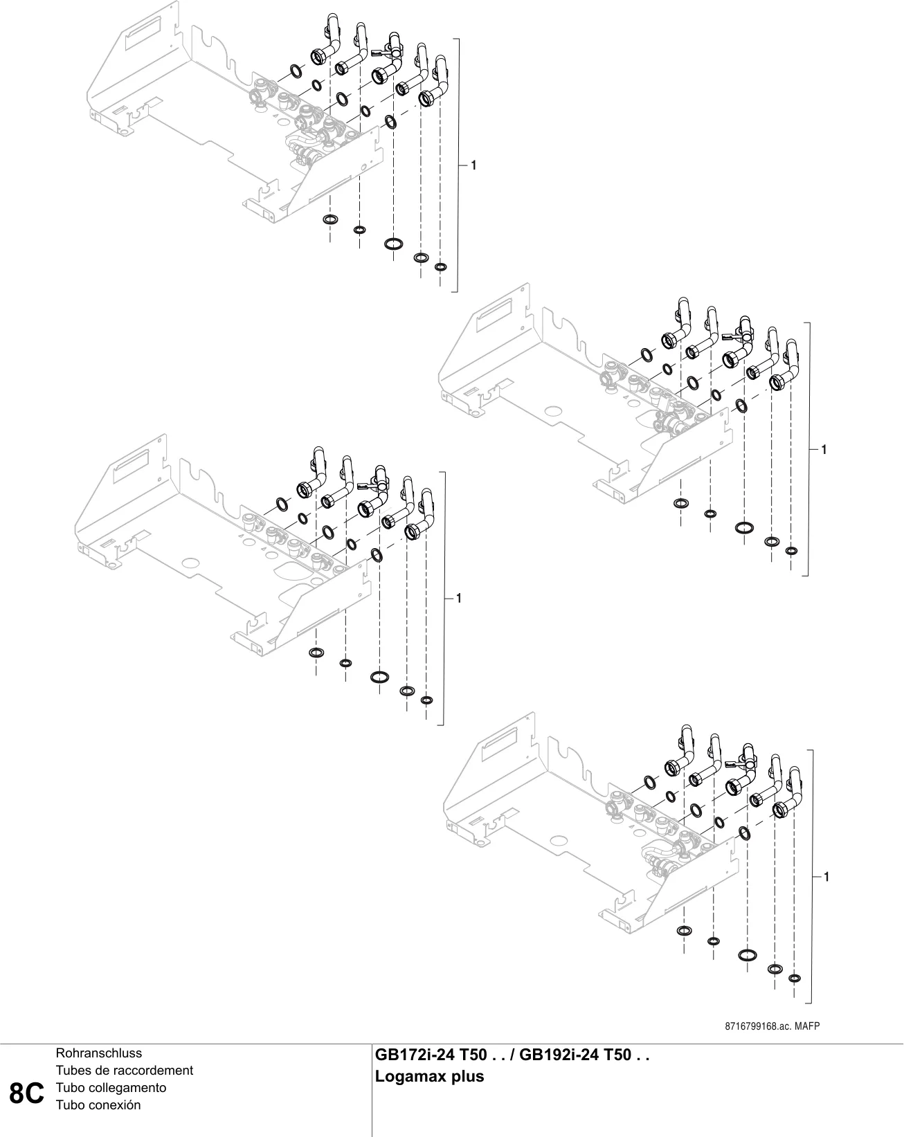 Schéma éclaté Tubes de raccordement C — Buderus GB172i/192i-24 T50