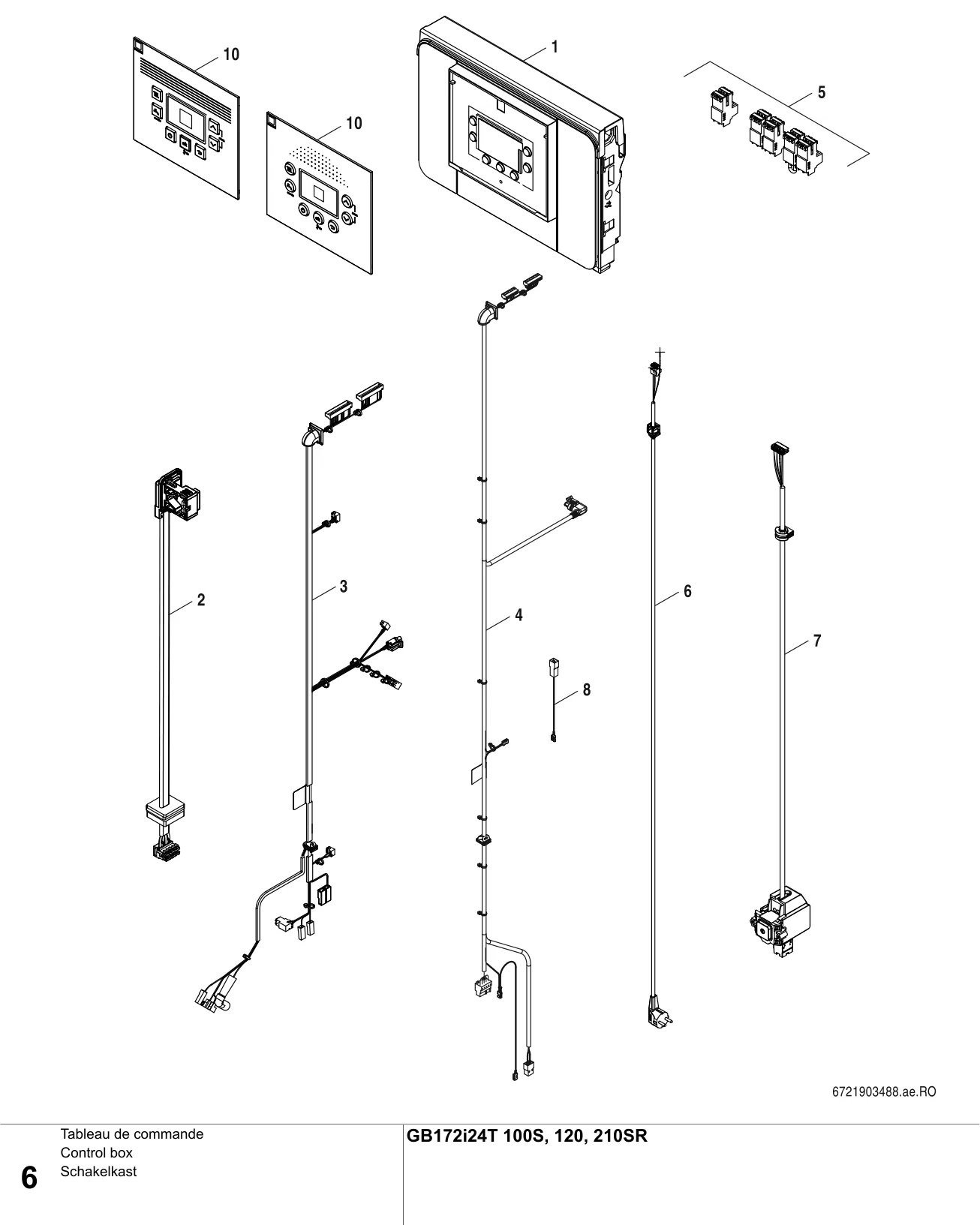 Explosietekening Tableau de commande — Buderus GB172i24 T100S,120,210SR
