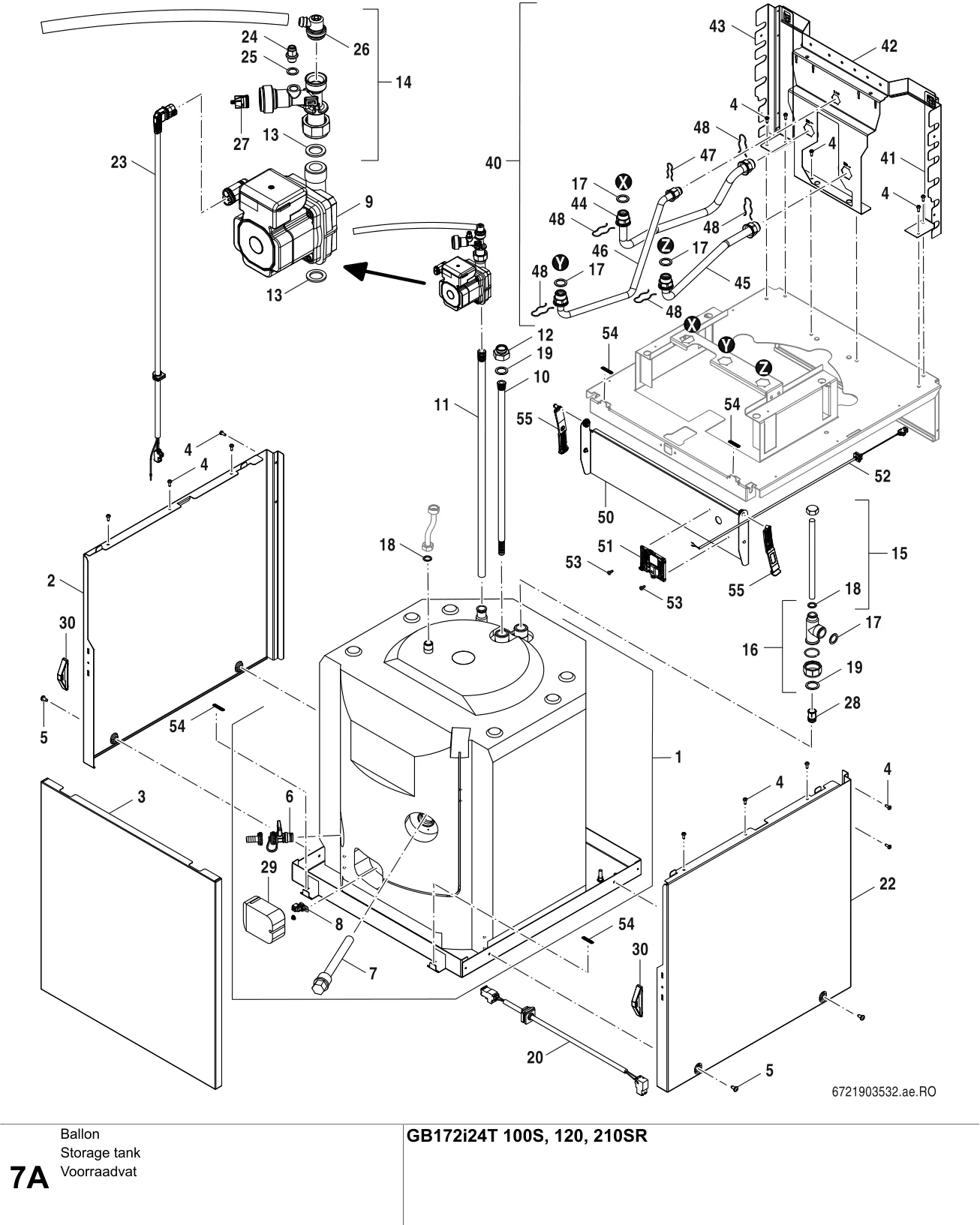 Explosietekening Ballon A — Buderus GB172i24 T100S,120,210SR