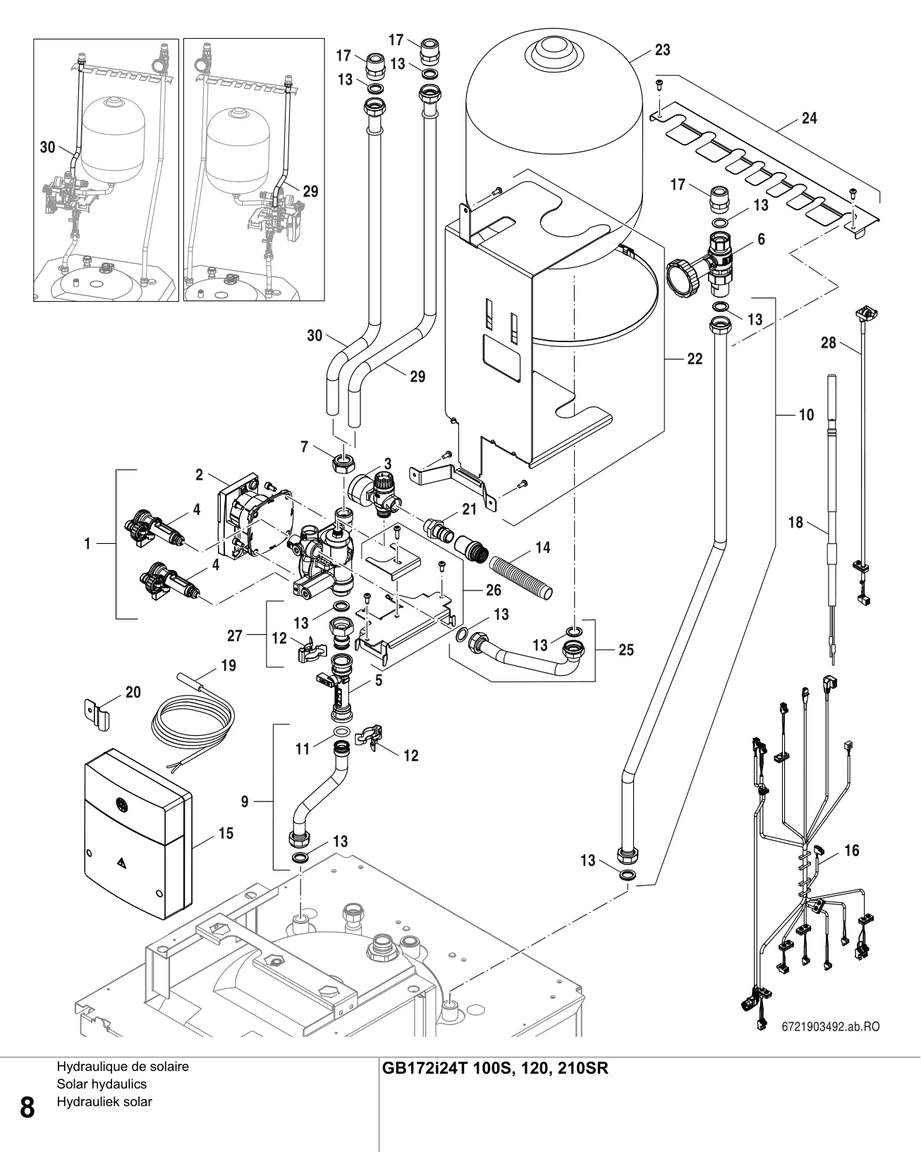 Explosietekening Hydraulique de solaire — Buderus GB172i24 T100S,120,210SR