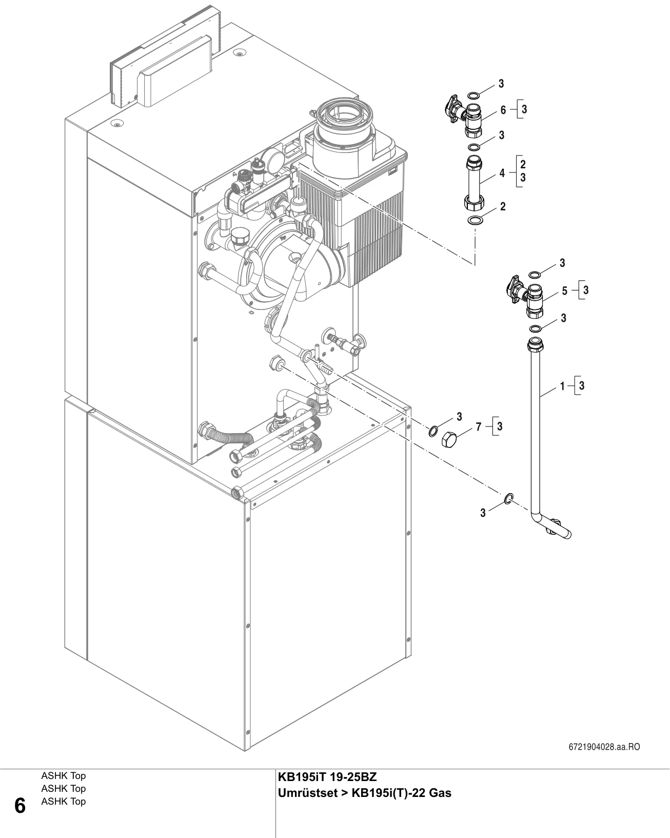 Schéma éclaté ASHK Top — Buderus KB195iT 19-25BZ, Umrüstset KB195i(T)BZ>KB195i(T)-22 Gas