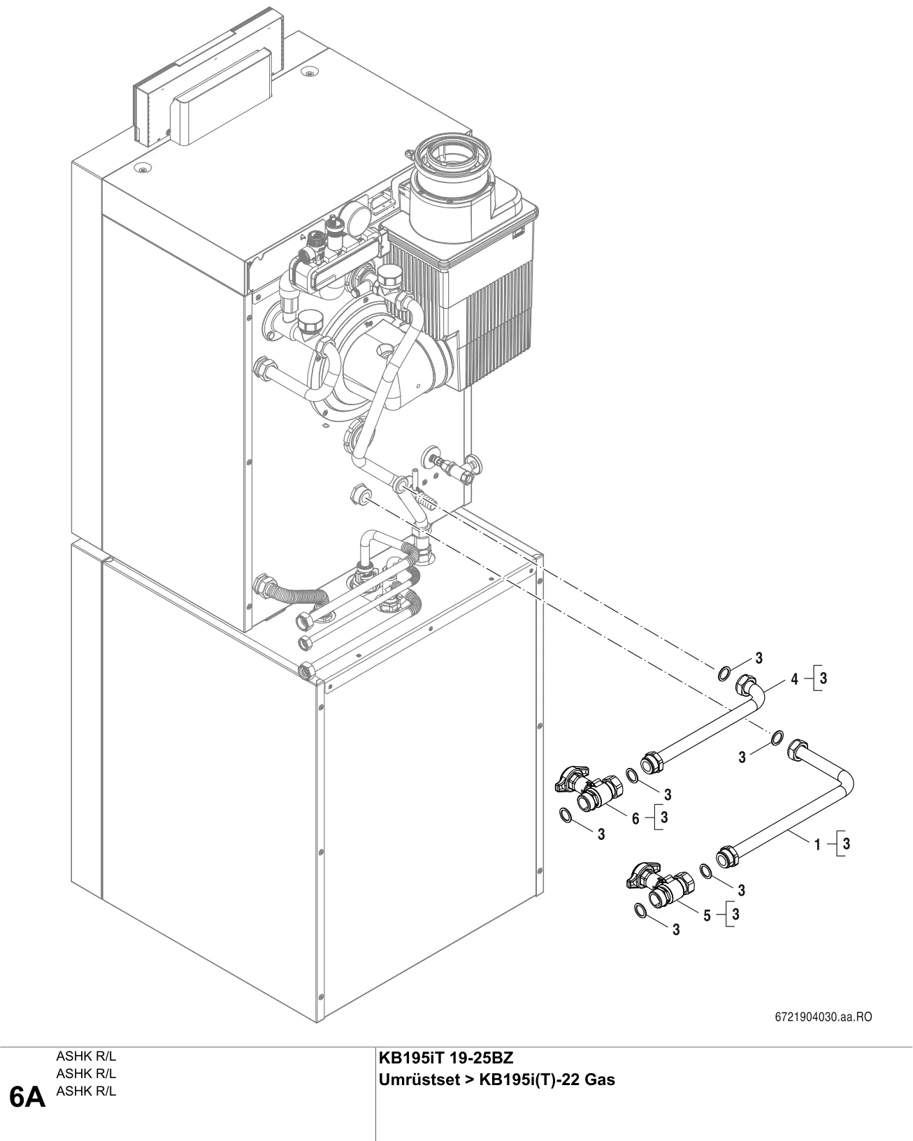 Schéma éclaté ASHK R/L A — Buderus KB195iT 19-25BZ, Umrüstset KB195i(T)BZ>KB195i(T)-22 Gas