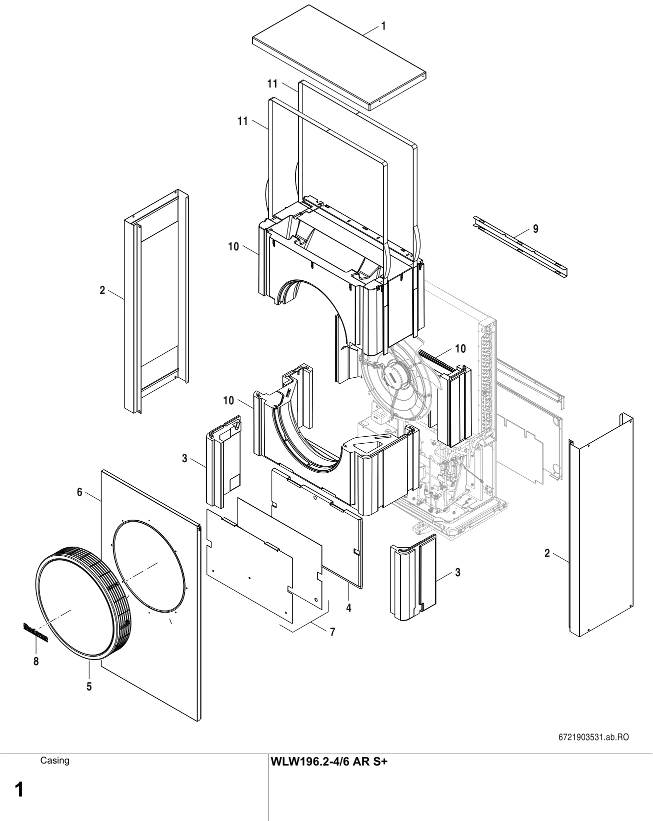 Explosietekening Habillage — Buderus WLW196.2-4/6 AR S+