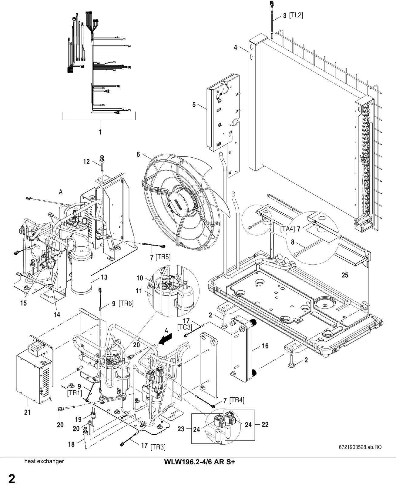 Explosietekening Échangeur thermique — Buderus WLW196.2-4/6 AR S+