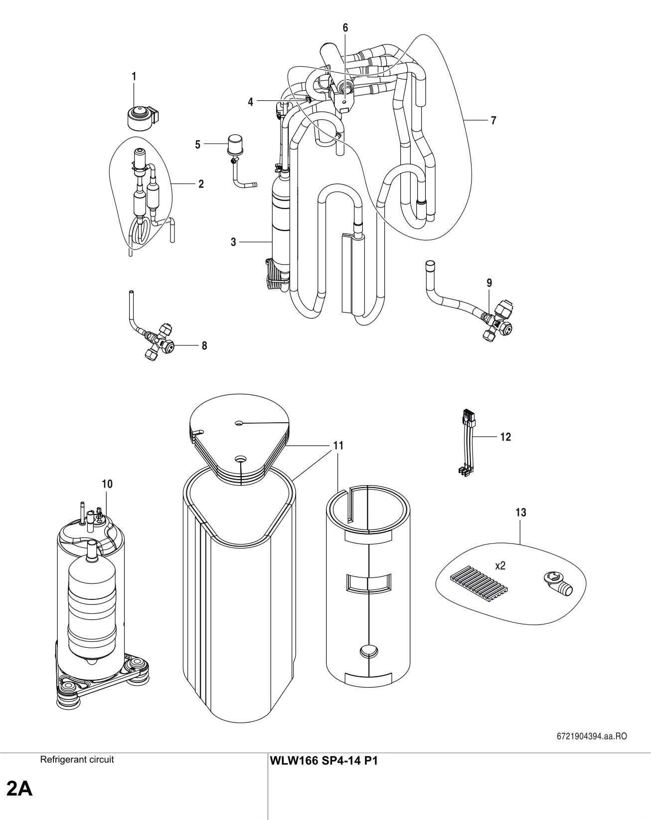 Explosietekening Circuit frigorifique A — Buderus WLW166 SP4-14 P1