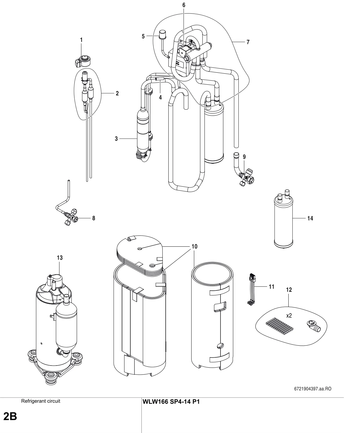 Explosietekening Circuit frigorifique B — Buderus WLW166 SP4-14 P1