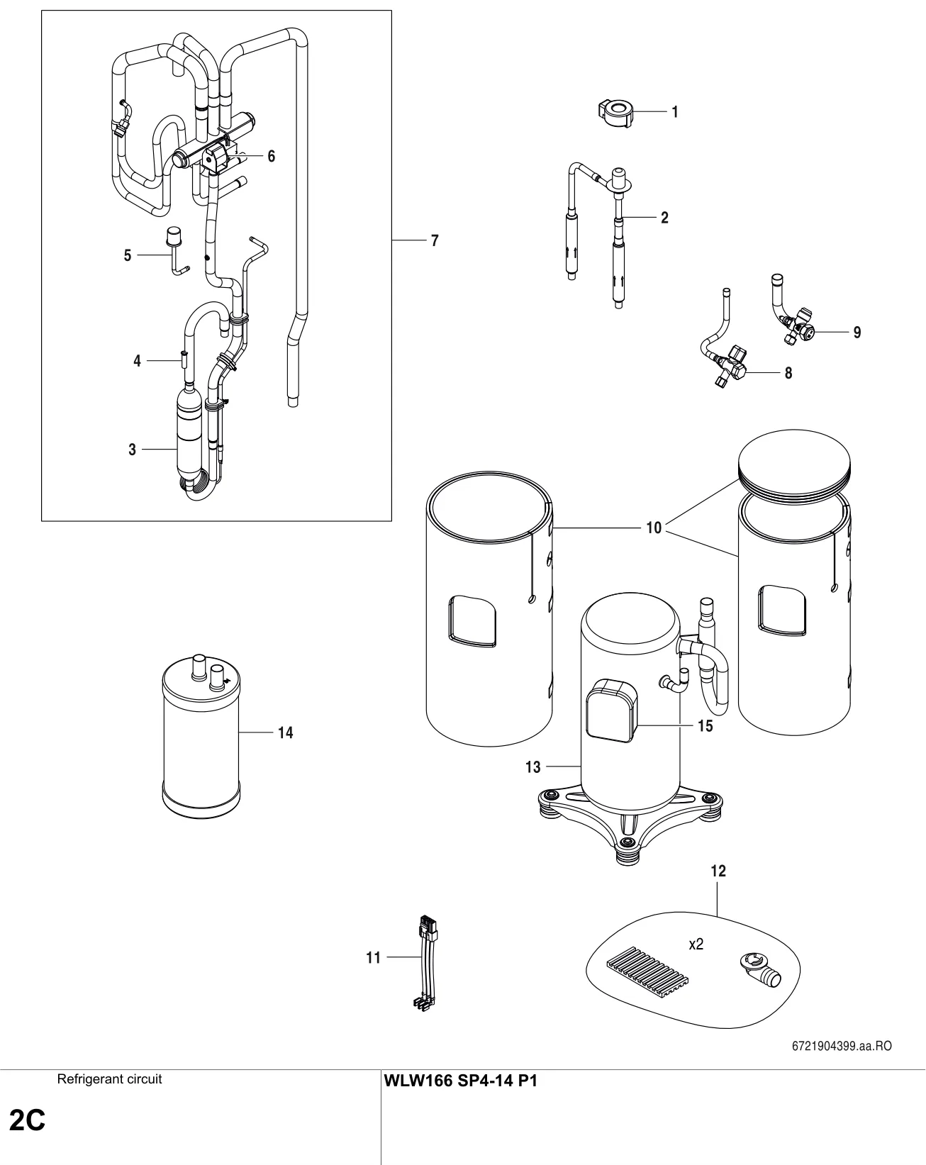 Explosietekening Circuit frigorifique C — Buderus WLW166 SP4-14 P1