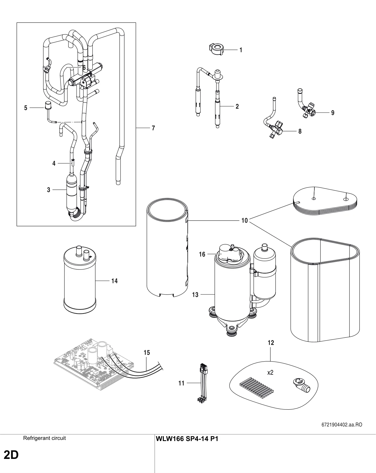 Explosietekening Circuit frigorifique D — Buderus WLW166 SP4-14 P1