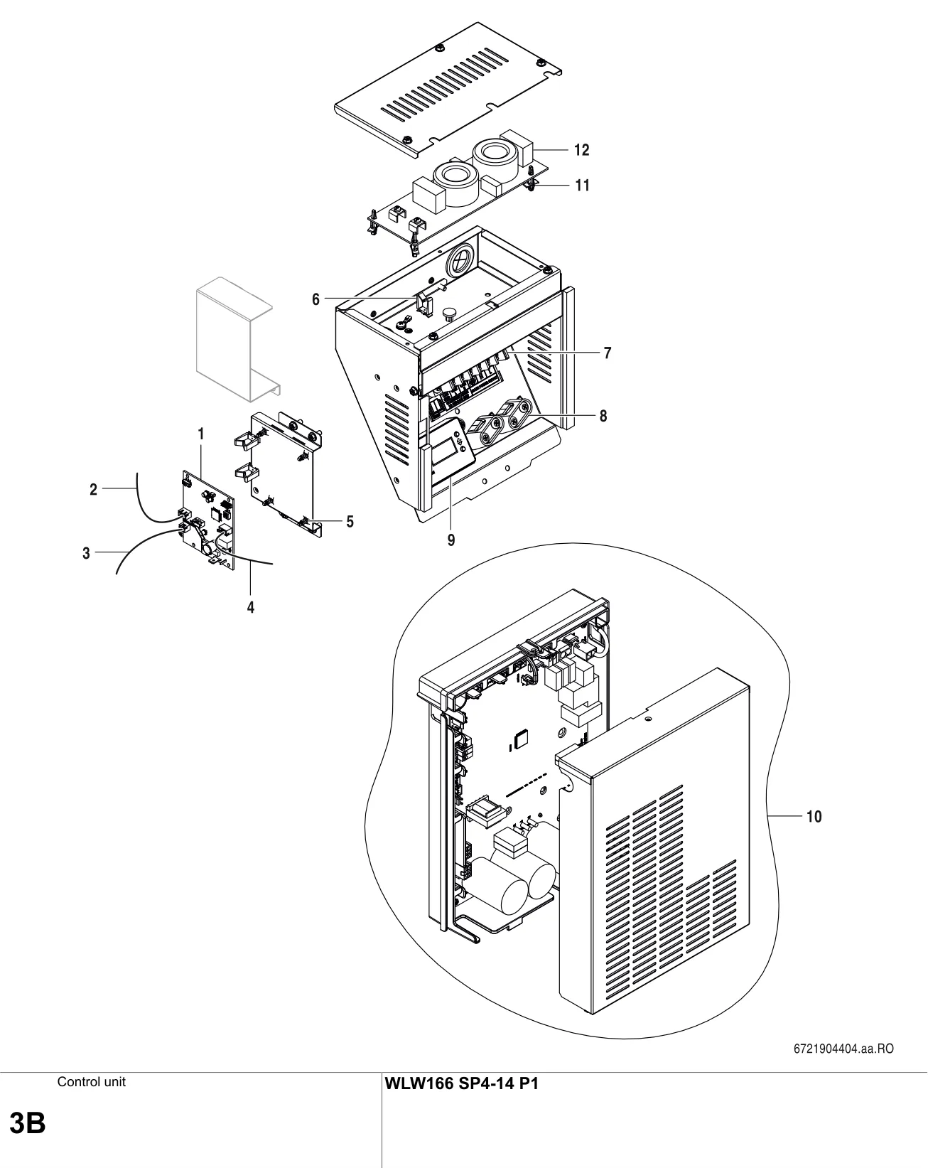 Explosietekening Control unit B — Buderus WLW166 SP4-14 P1