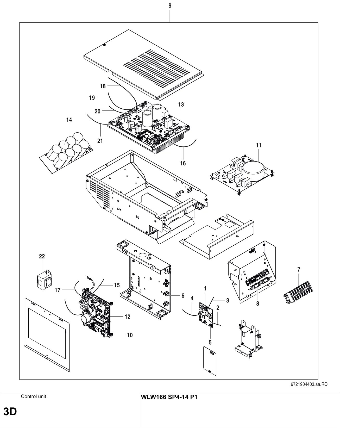 Explosietekening Control unit D — Buderus WLW166 SP4-14 P1