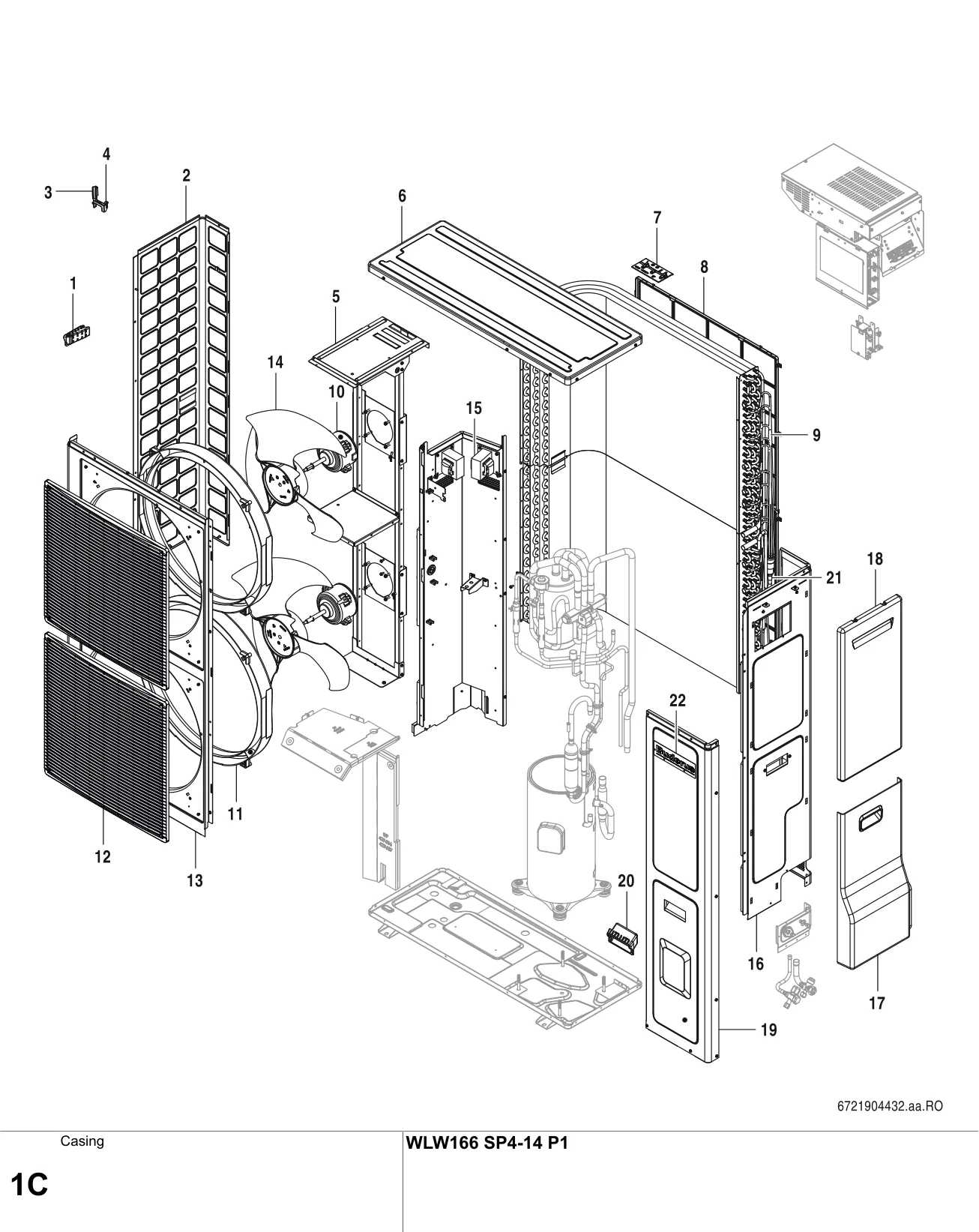 Explosietekening Habillage C — Buderus WLW166 SP4-14 P1