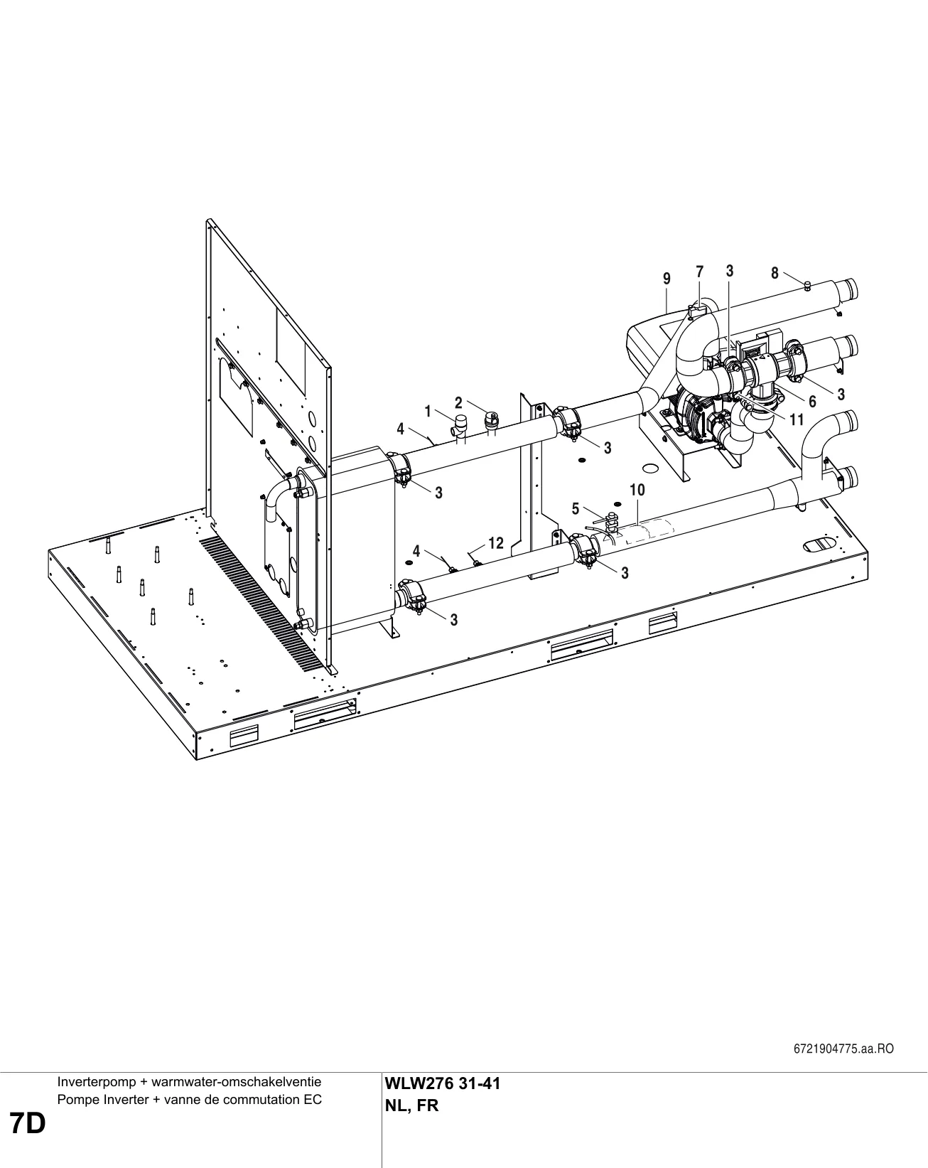 Schéma éclaté Pompe Inverter + vanne de commutation EC D — Buderus WLW276 31-41
