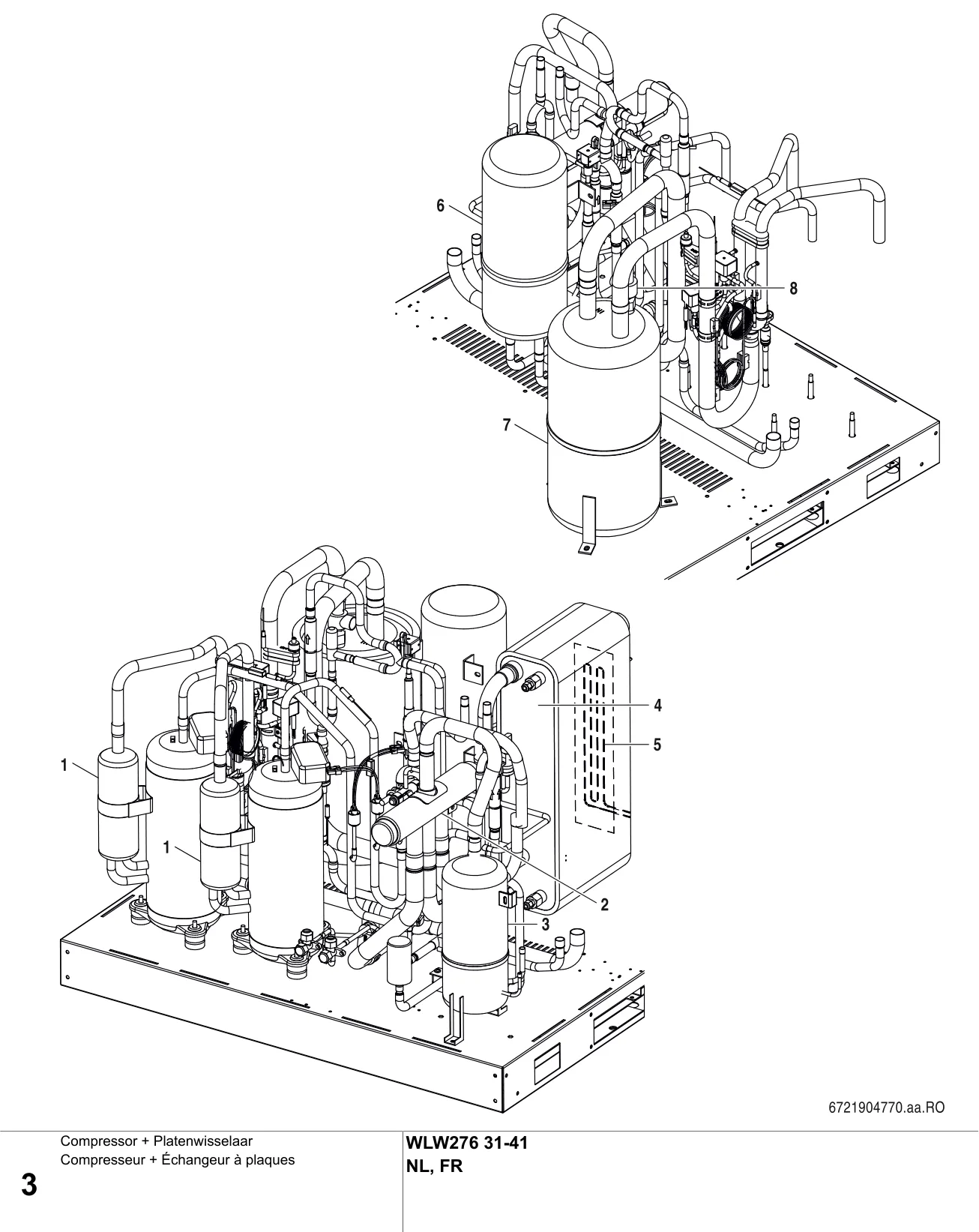 Schéma éclaté Compresseur + Échangeur à plaques — Buderus WLW276 31-41