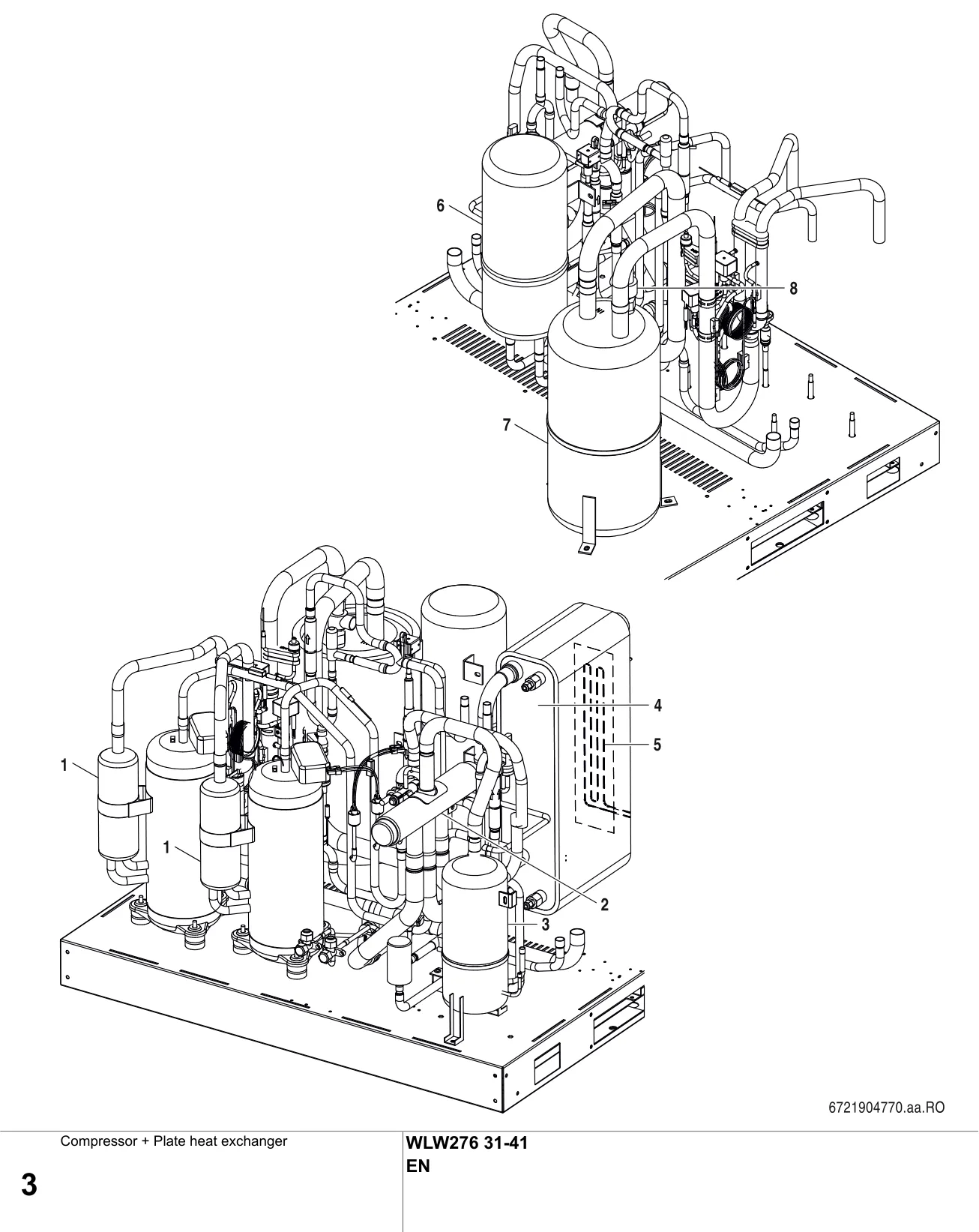 Schéma éclaté Compressor + Plate heat exchanger — Buderus WLW276 31-41