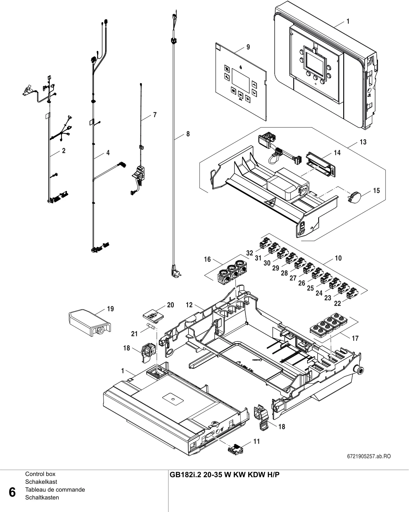 Schéma éclaté Tableau de commande — Buderus GB182i.2 20-35W KW KDW HP