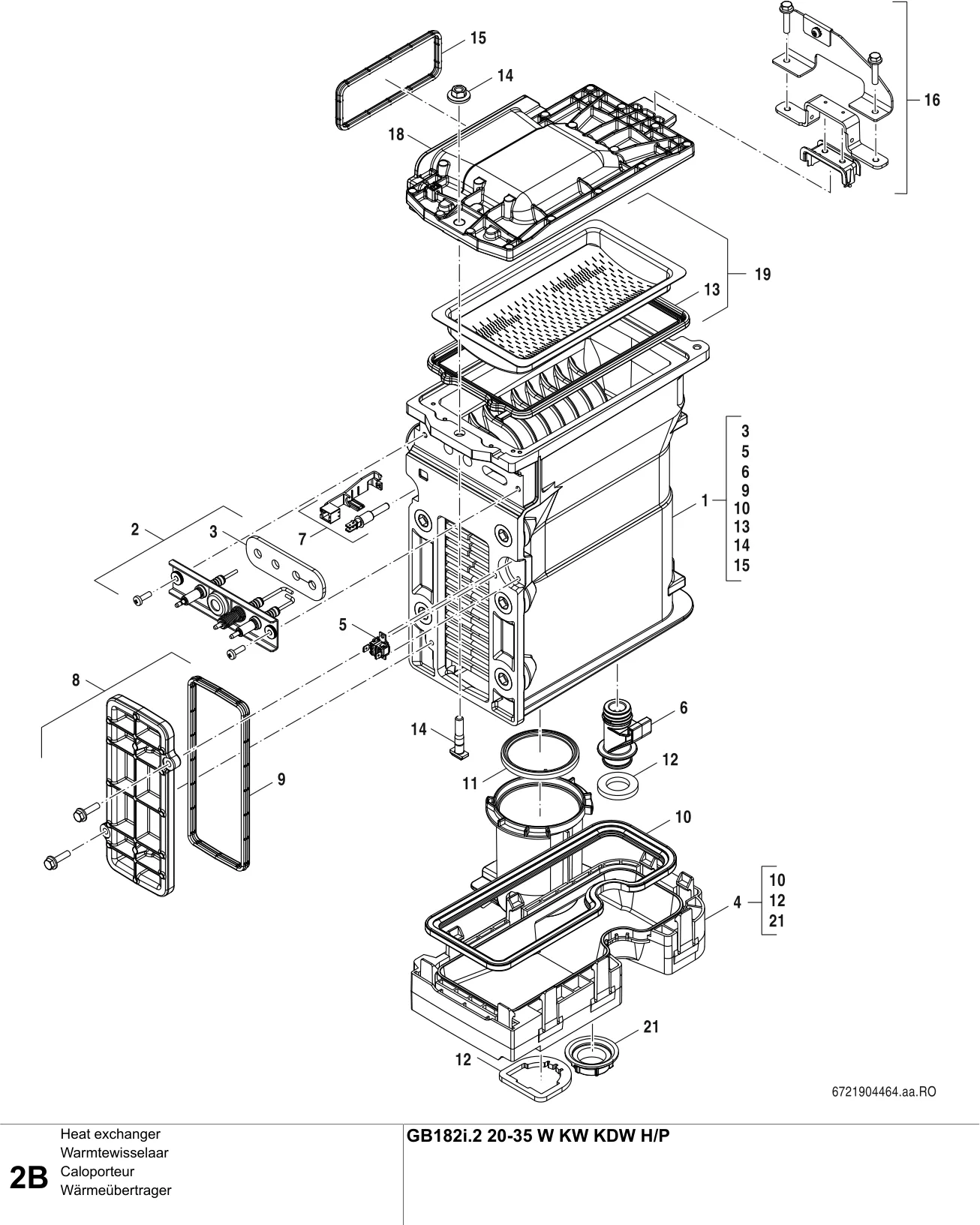 Schéma éclaté Caloporteur B — Buderus GB182i.2 20-35W KW KDW HP