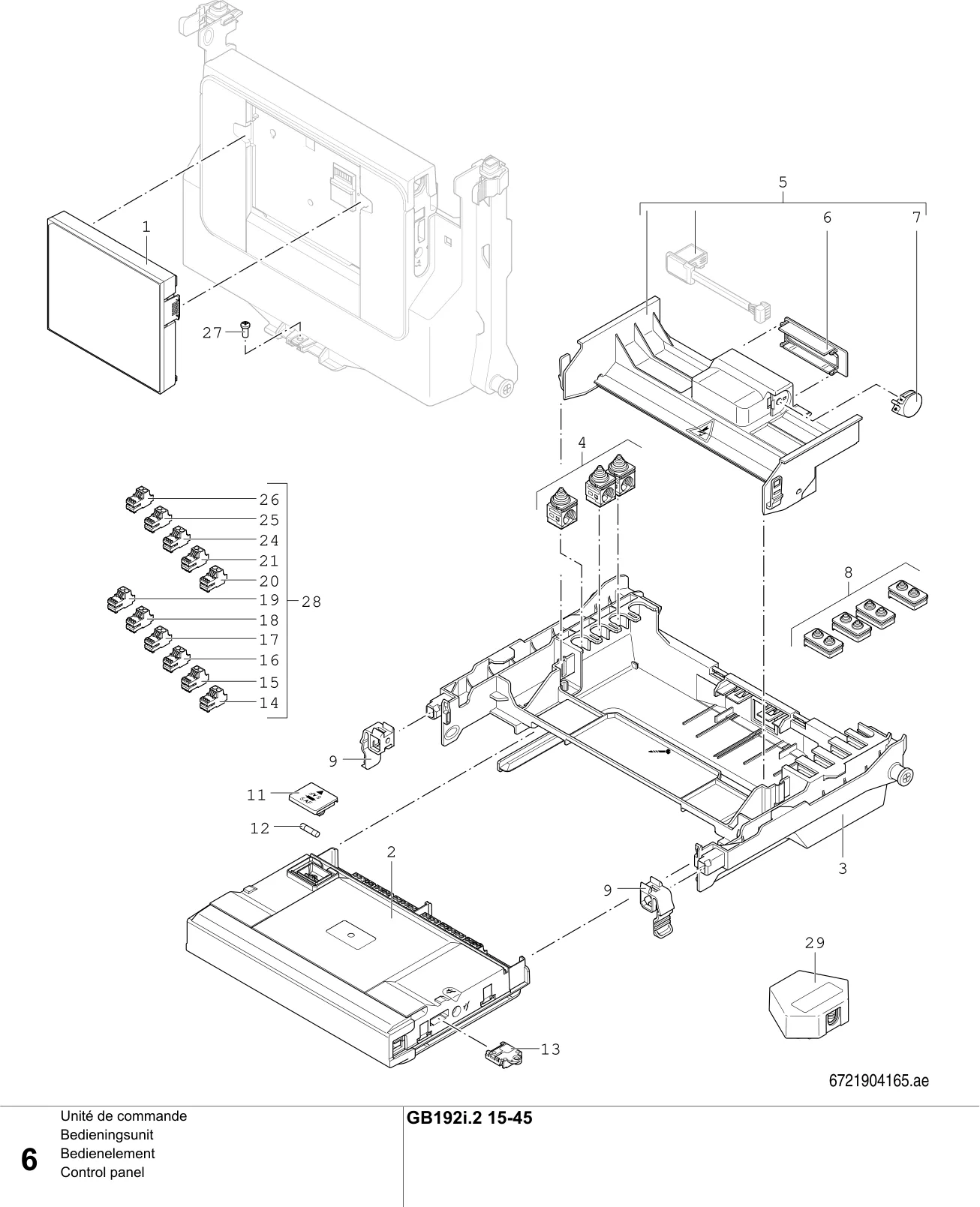 Schéma éclaté Unité de commande — Buderus GB192i.2 15-45kW