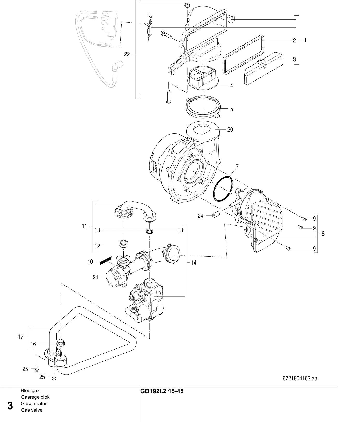Schéma éclaté Bloc gaz — Buderus GB192i.2 15-45kW