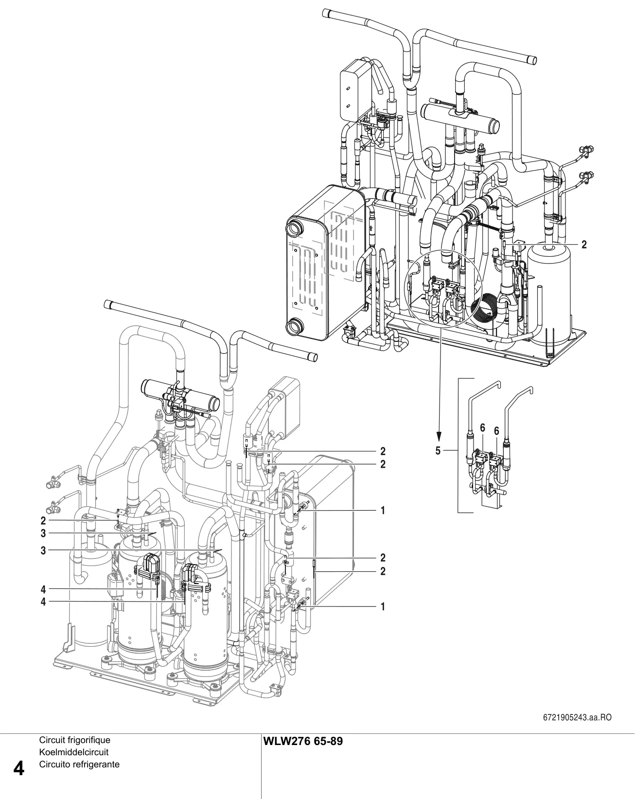 Schéma éclaté Circuit frigorifique — Buderus WLW276 65-89