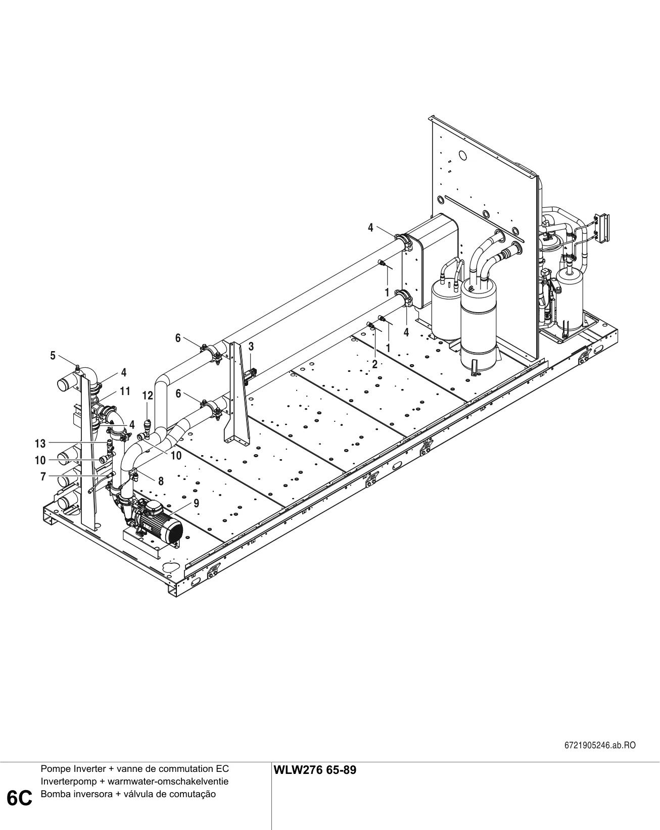 Schéma éclaté Pompe Inverter + vanne de commutation EC C — Buderus WLW276 65-89