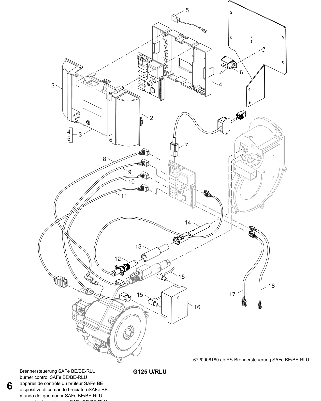 Schéma éclaté appareil de contrôle du brûleur SAFe BE — Buderus G125 U/-RLU