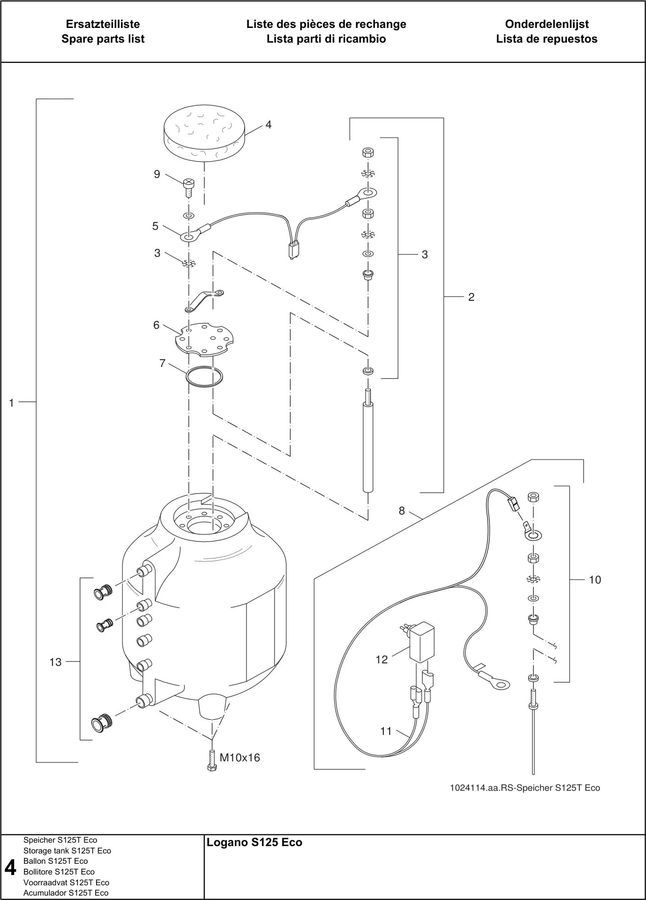Schéma éclaté Speicher S125T Eco — Buderus Logano S125U, S125UT Eco