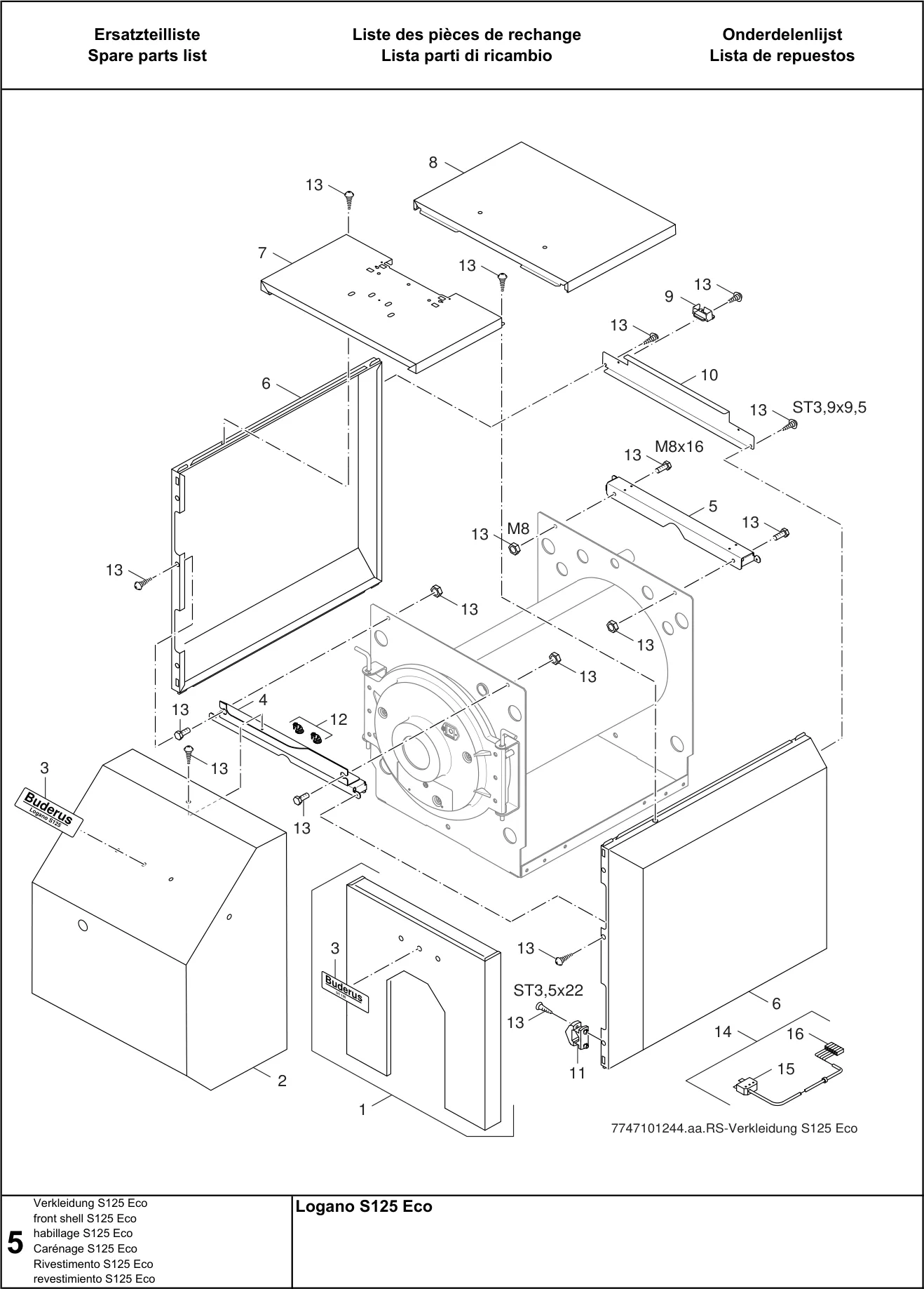 Schéma éclaté Verkleidung S125 Eco — Buderus Logano S125U, S125UT Eco