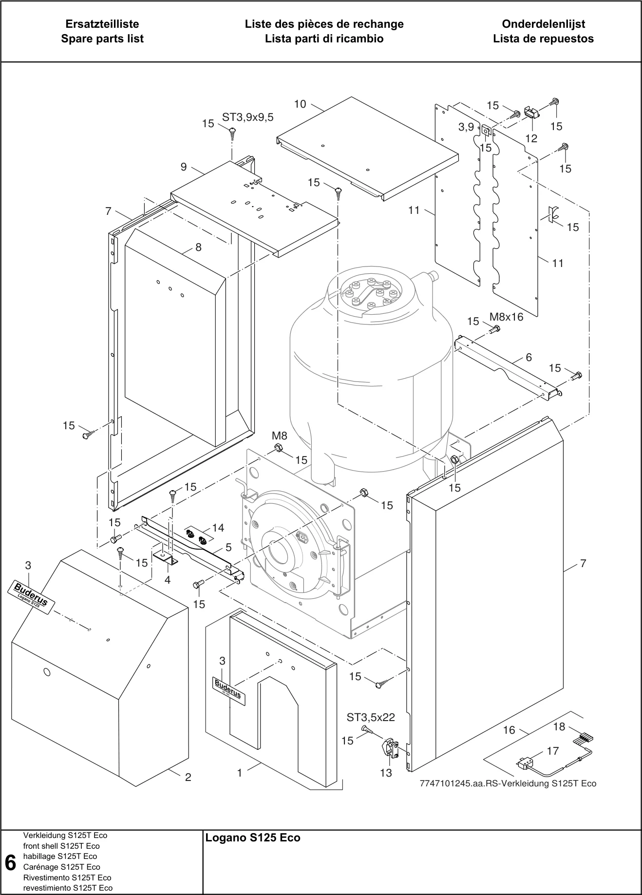 Schéma éclaté Verkleidung S125T Eco — Buderus Logano S125U, S125UT Eco