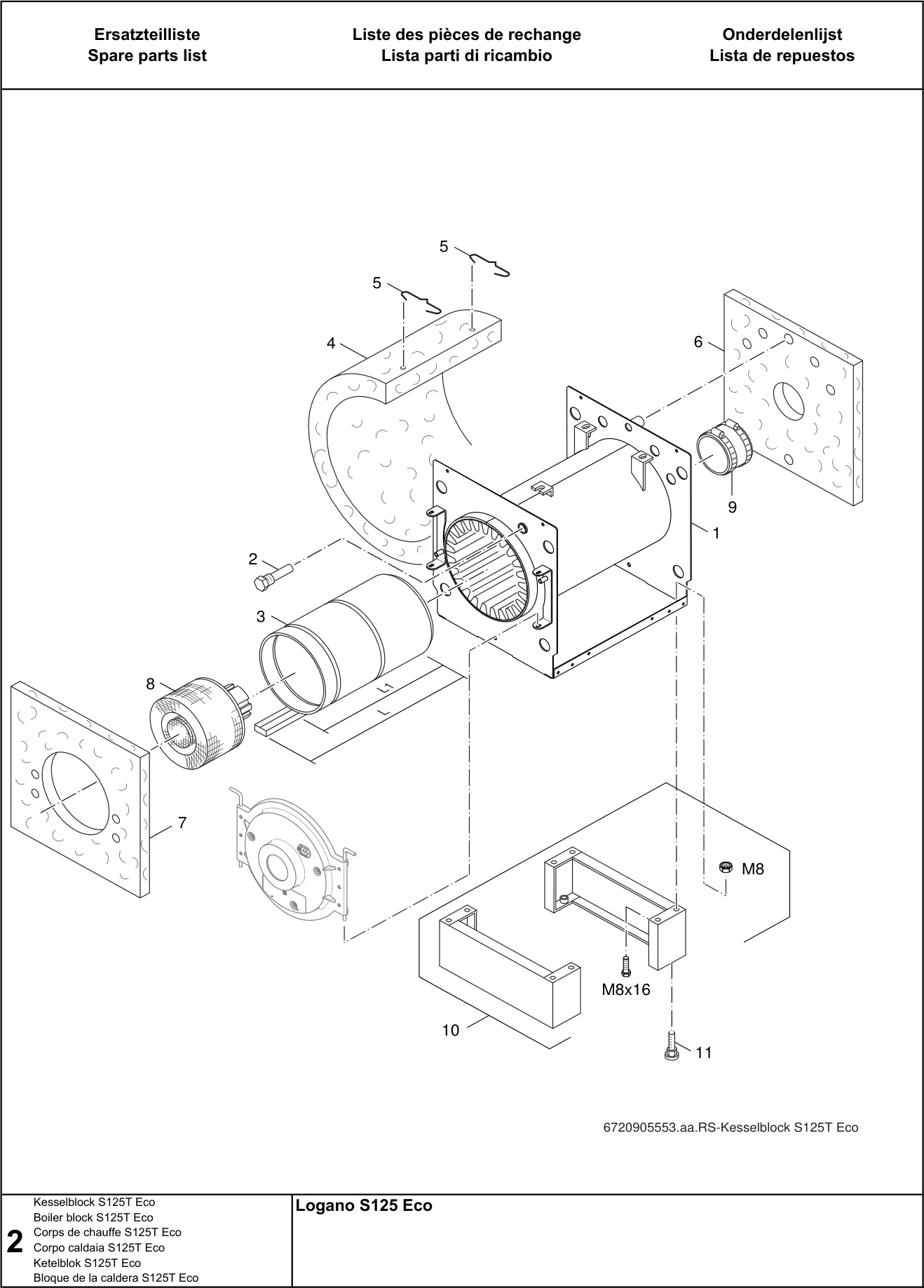 Schéma éclaté Kesselblock S125T Eco — Buderus Logano S125U, S125UT Eco
