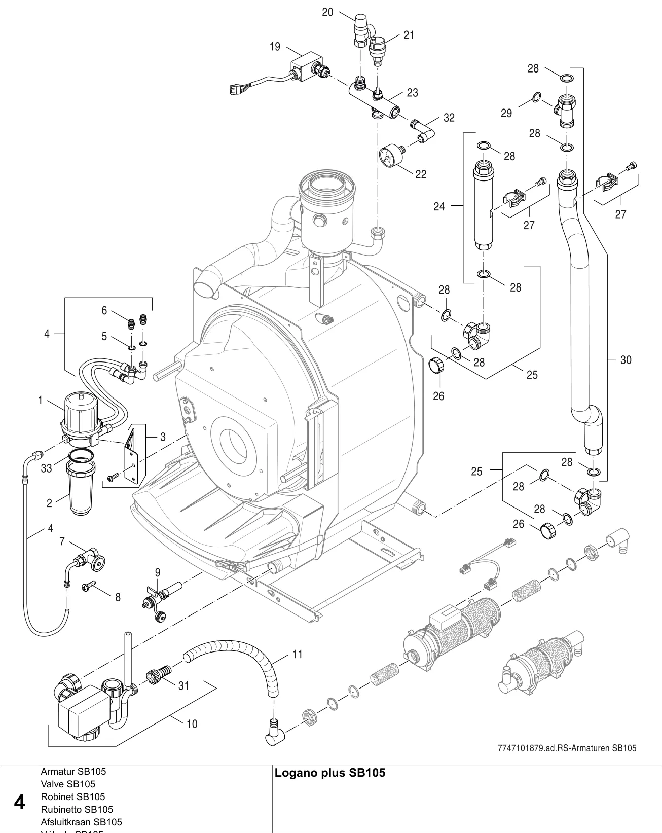 Explosietekening Armatur SB105 — Buderus Logano plus SB105