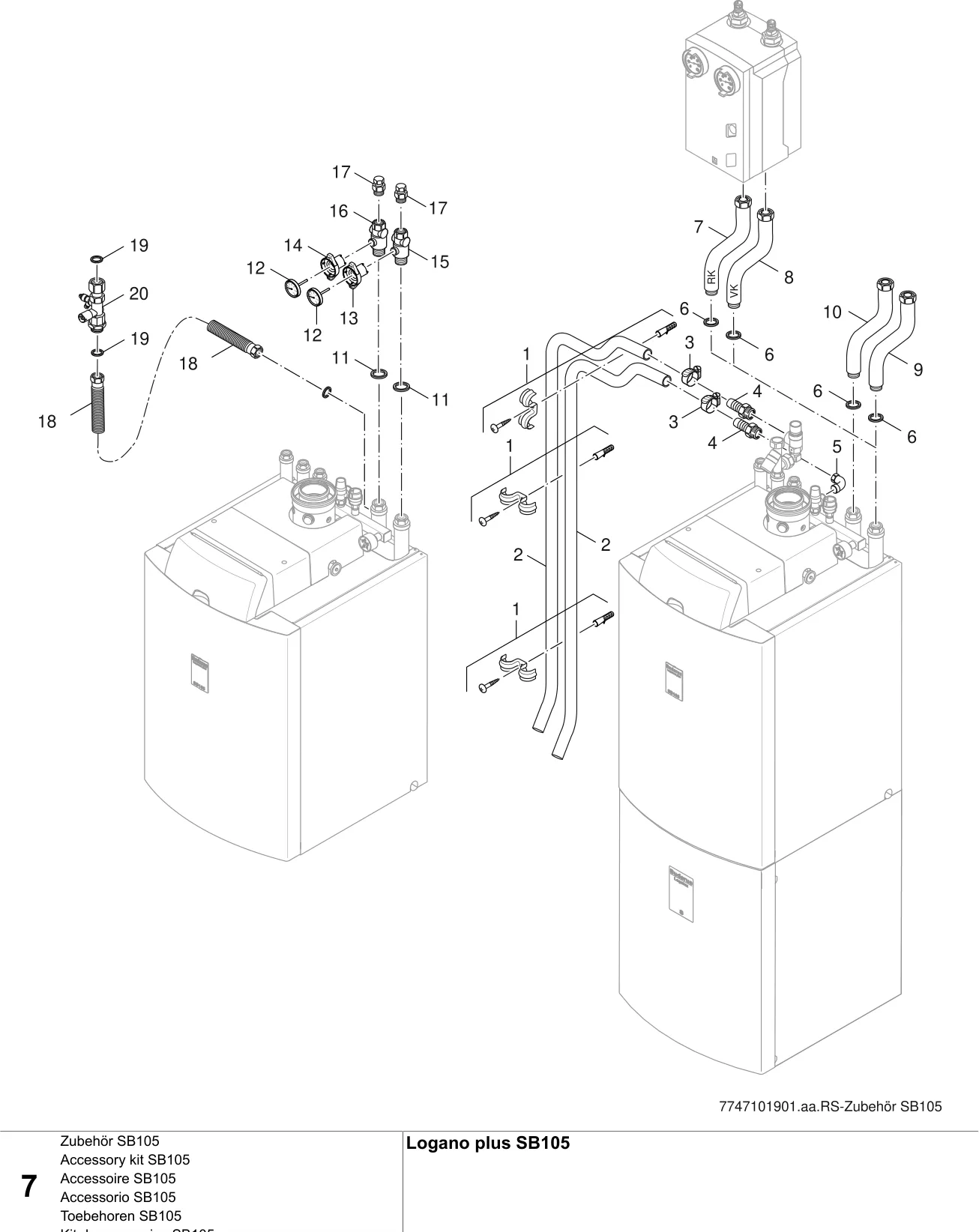 Explosietekening Zubehör SB105 — Buderus Logano plus SB105