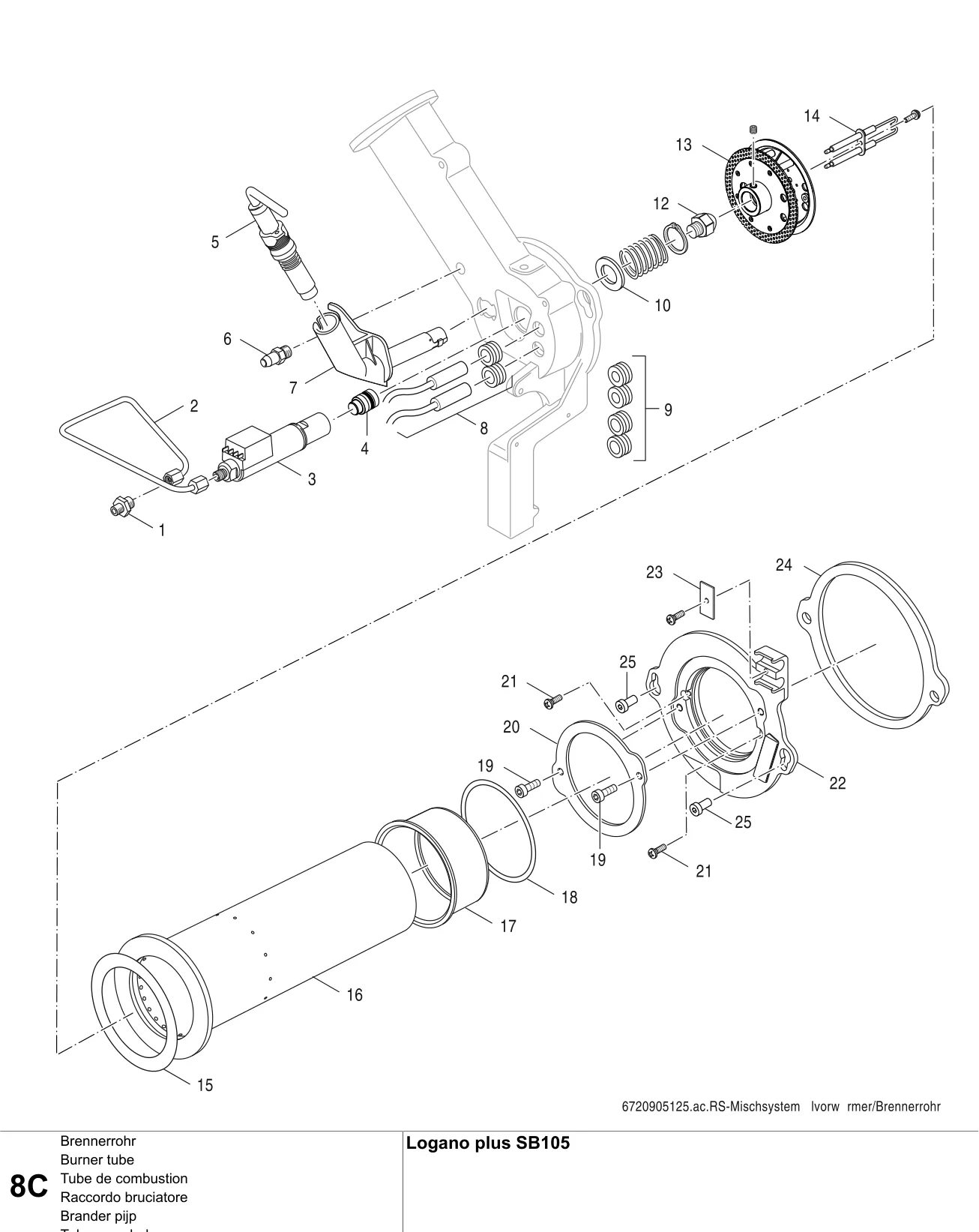 Explosietekening Tube de combustion C — Buderus Logano plus SB105