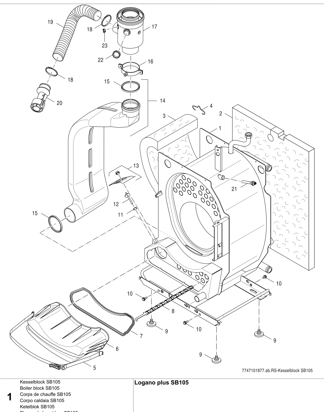 Explosietekening Kesselblock SB105 — Buderus Logano plus SB105