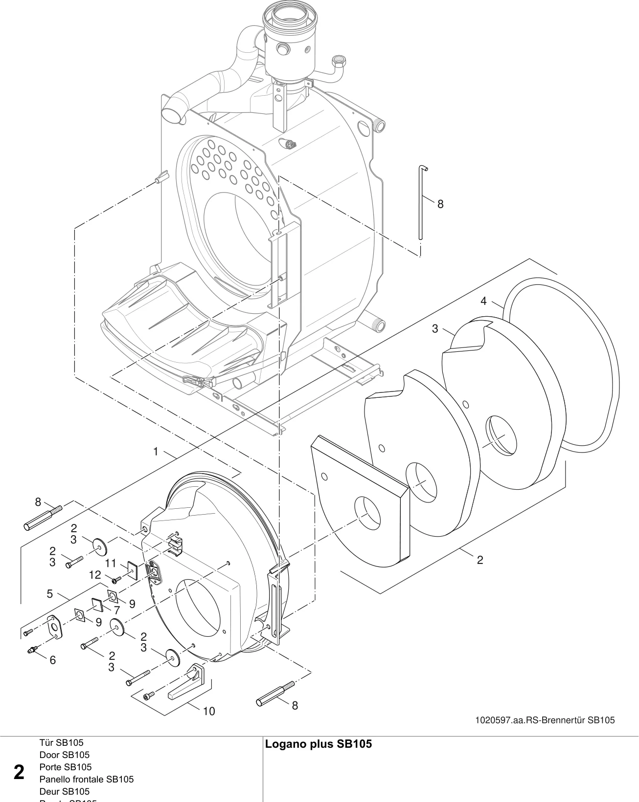 Explosietekening Tür SB105 — Buderus Logano plus SB105